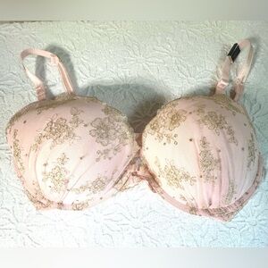 🧡Victoria's Secret🧡#Pink and Gold Floral Lace Bra